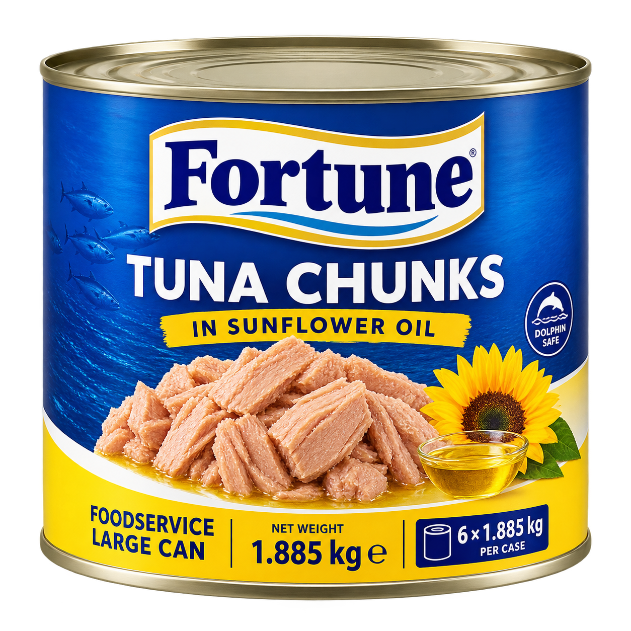 Fortune Tuna Chunks in Sunflower Oil — 6 × 1.885 kg