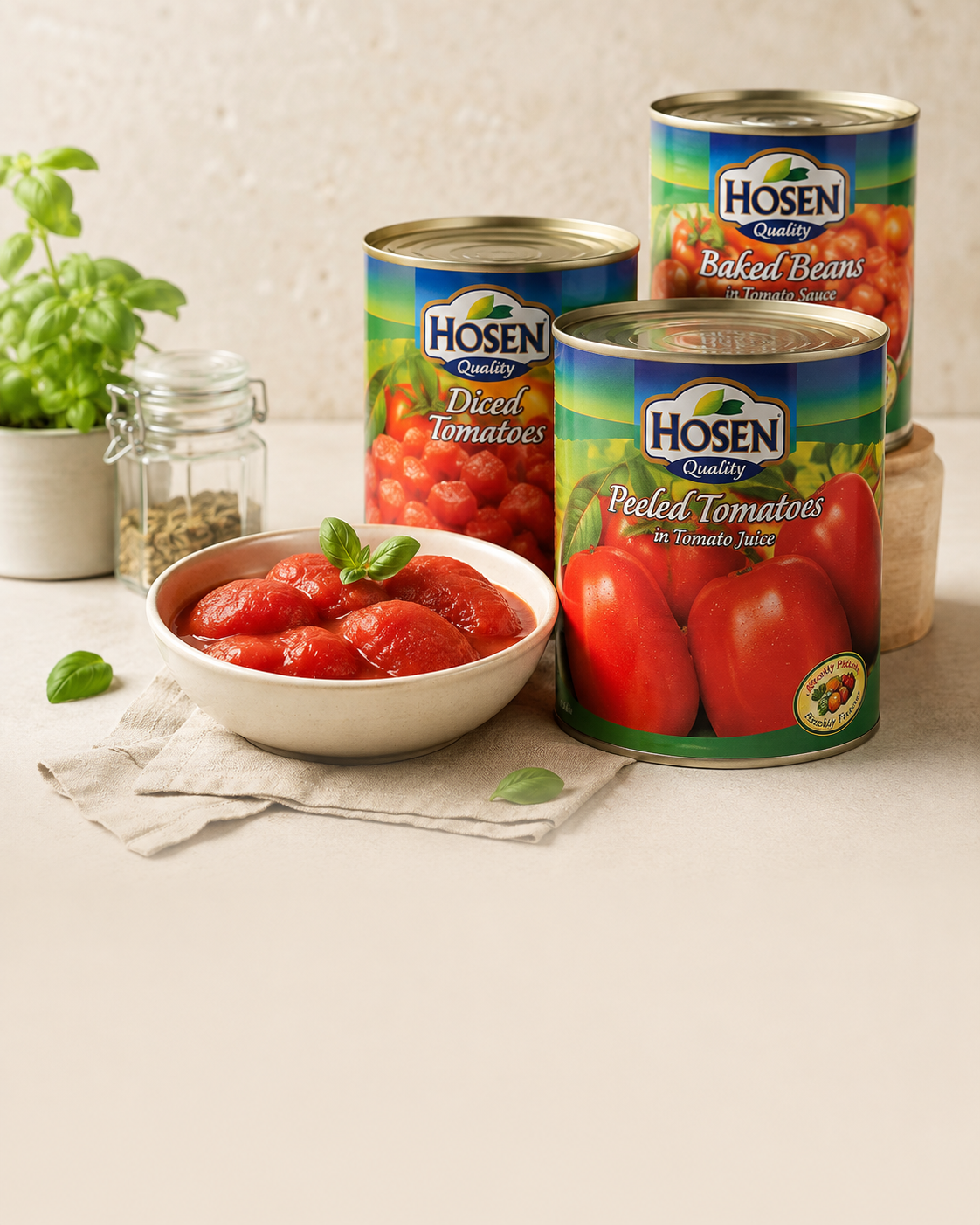 Hosen canned tomatoes, olives and grocery supplier Laos
