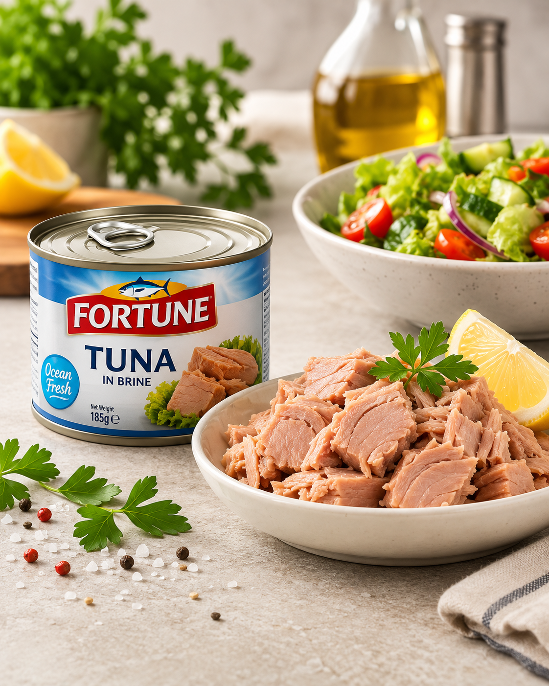 Fortune Tuna Chunks in Sunflower Oil — Fortune Tuna — Hosen Group professional food product Laos